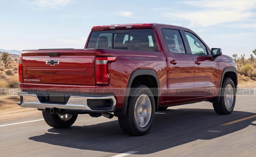 renderização traseira e lateral do Chevrolet Silverado 2027