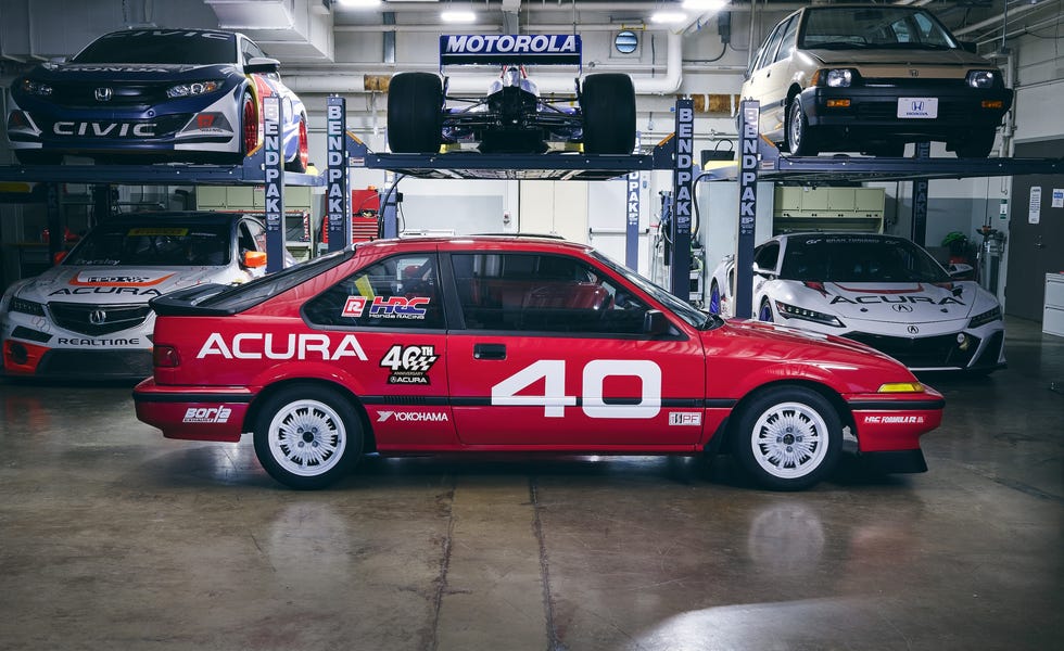 Acura Integra 40 Racer, frente e lado, detalhes de corrida, número 40