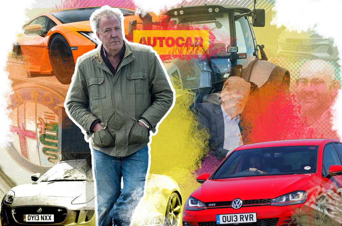 Jeremy Clarkson sentado em sua nova mesa de designer na Diddly Squat Farm