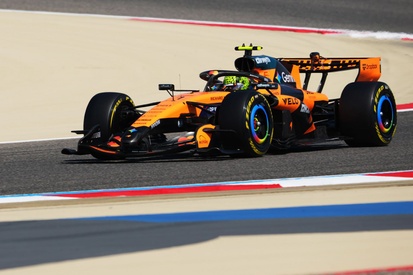 Lando Norris, piloto da McLaren, em seu carro de Fórmula 1