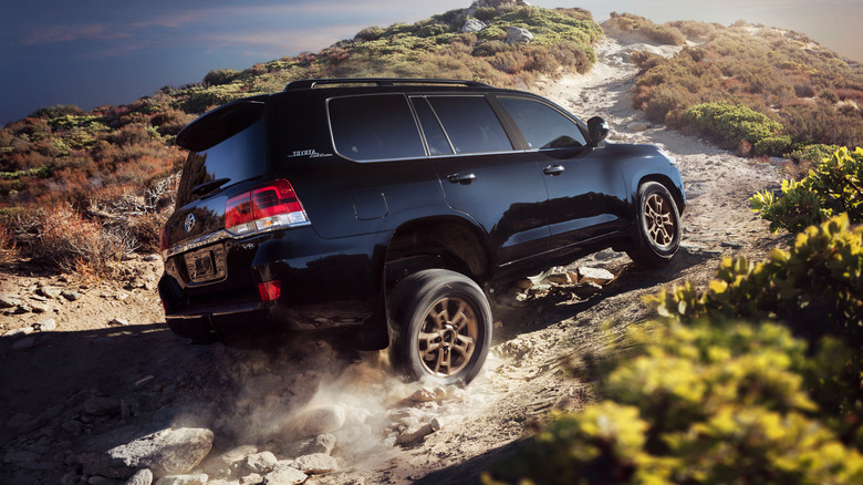 Toyota Land Cruiser 2021 em estrada de terra