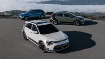 Kia Niro EV, Niro Hybrid e Niro Plug-in Hybrid 2024 lado a lado