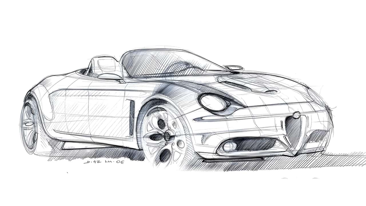 Esboço de um Alfa Romeo roadster baseado na plataforma do Mazda MX-5
