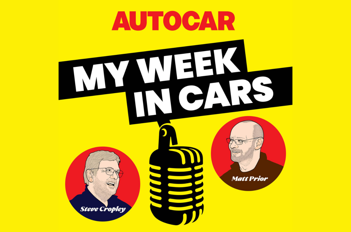 Banner do podcast My Week In Cars, com os apresentadores Steve Cropley e Matt Prior