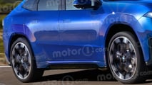 Traseira do BMW iX4 renderizado em tons de cinza