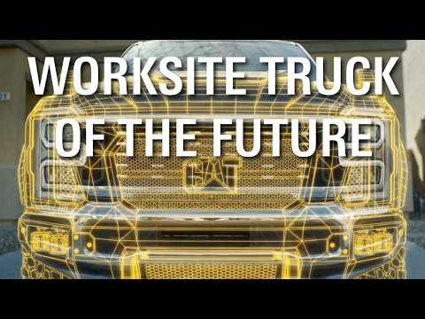 Picape Ford Super Duty com emblemas Caterpillar e pintura amarela e preta